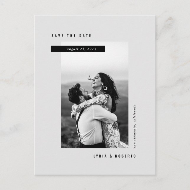 Modernes Minimalistisches Foto Save the Date Postk Ankündigungspostkarte (Vorderseite)