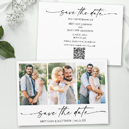 Modernes Minimalistisches Foto Script 3 QR Code Save The Date