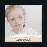 Modernes Minimalistisches Foto und personalisierte Magnet<br><div class="desc">Modernes Minimalistisches Foto und personalisierter Text rosa</div>