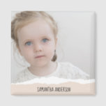 Modernes Minimalistisches Foto und personalisierte Magnet<br><div class="desc">Modernes Minimalistisches Foto und personalisierter Text rosa</div>