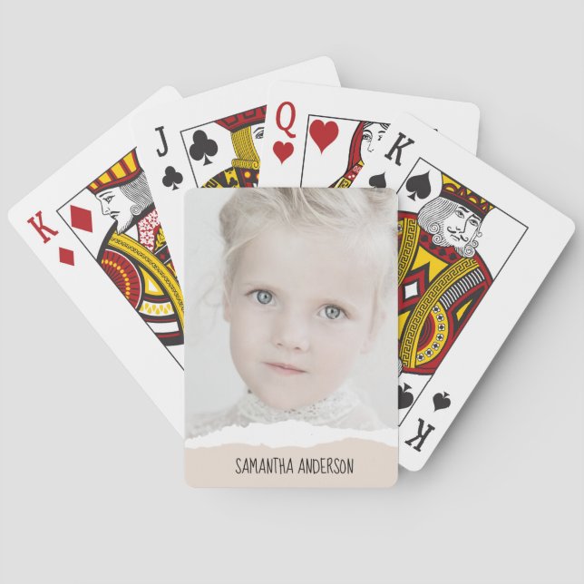 Modernes Minimalistisches Foto und personalisierte Spielkarten (Rückseite)