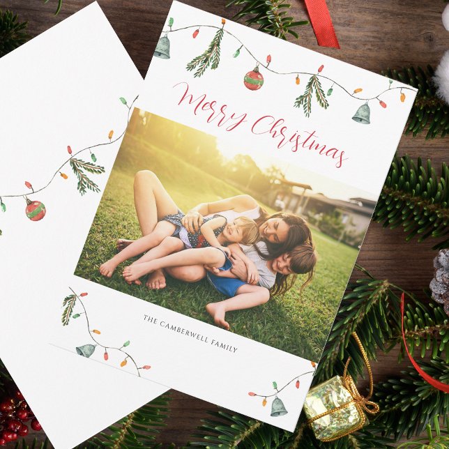 Modernes Minimalistisches Foto Weihnachten Elegant (Christmas Rustic Family Photo Greetings Card)