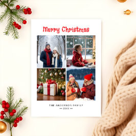 Modernes Minimalistisches Four Foto Collage Weihna Feiertagskarte