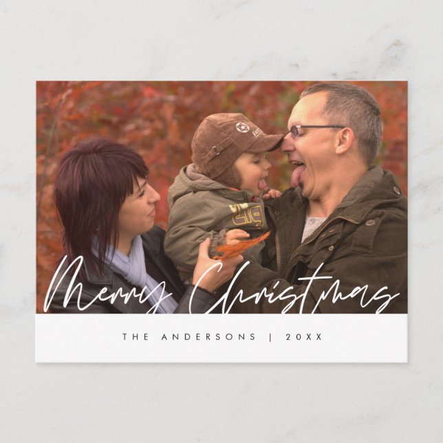 Modernes Minimalistisches, fröhliches Weihnachtsfa Postkarte (Vorderseite)