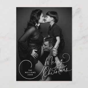 Modernes Minimalistisches, fröhliches Weihnachtsfa Postkarte