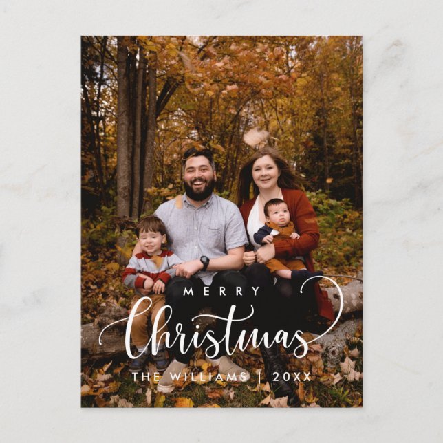 Modernes Minimalistisches, fröhliches Weihnachtsfa Postkarte (Vorderseite)