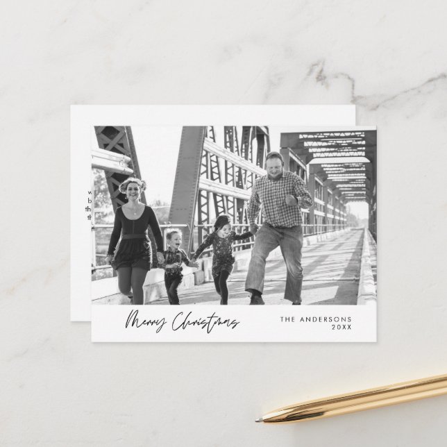 Modernes Minimalistisches, fröhliches Weihnachtsfa Postkarte (Vorderseite/Rückseite Beispiel)