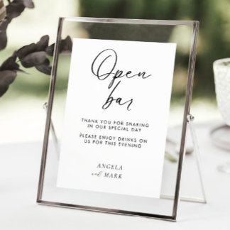 Modernes Minimalistisches Funny Open Bar Wedding-Z Poster