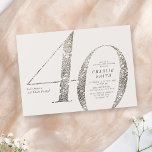 Modernes, minimalistisches, ganz weißes Party 40.  Einladung<br><div class="desc">Moderne minimalistische 40. Geburtstagsfeier Party Einladung mit stilvollen Imitate cremefarben Glitzer Nummer 40 und Ihre Party Details in Holzkohle schwarz Serif Schriftart auf hellen cremefarbenen Hintergrund,  einfach und elegant,  großartiger Meilenstein für die Geburtstagsfeier.. die Hintergrundfarbe kann in jede beliebige Farbe Ihrer Wahl geändert werden.</div>