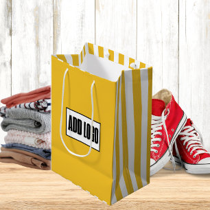 Modernes minimalistisches gelbes Streifen Geschäft Mittlere Geschenktüte
