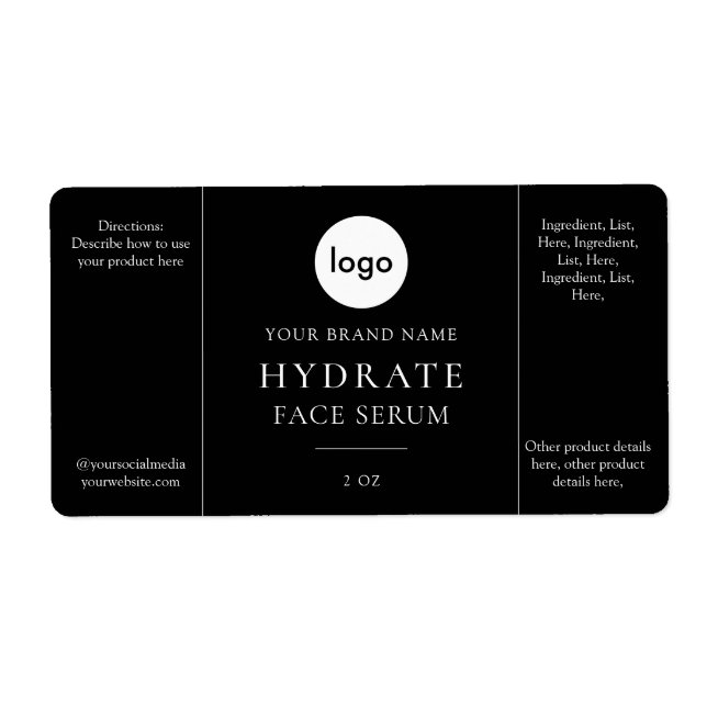 Modernes Minimalistisches Gesicht-Serum-Label (Vorne)
