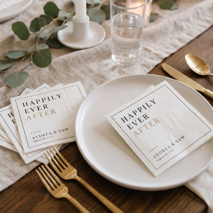 Modernes Minimalistisches Glück nach Hochzeit Serviette