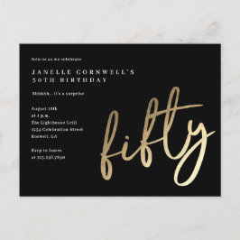 Modernes Minimalistisches Gold 50. Geburtstag Einladungspostkarte