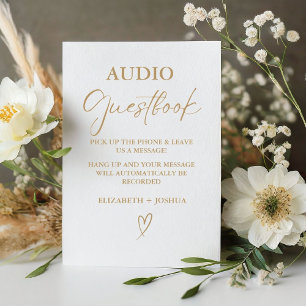 Modernes Minimalistisches Gold Audio Gästebuch-Zei Sockelschild