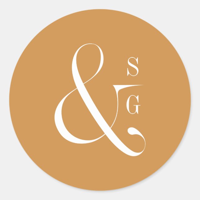 Modernes, minimalistisches Gold aus Monogramm Runder Aufkleber (Vorderseite)