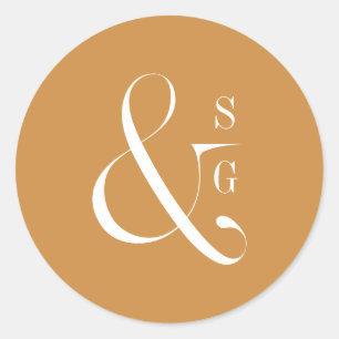 Modernes, minimalistisches Gold aus Monogramm Runder Aufkleber