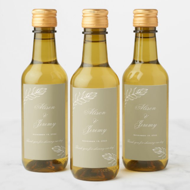Modernes Minimalistisches Gold & Cream Bloom Mini Weinetikett (Flaschen)