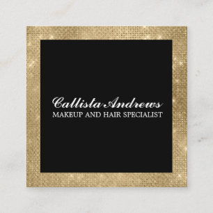 Modernes Minimalistisches Gold Glitzer Einfaches M Quadratische Visitenkarte