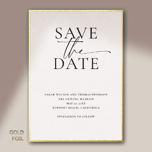 Modernes, Minimalistisches Gold-Hochzeitdatum Gere Folieneinladung
