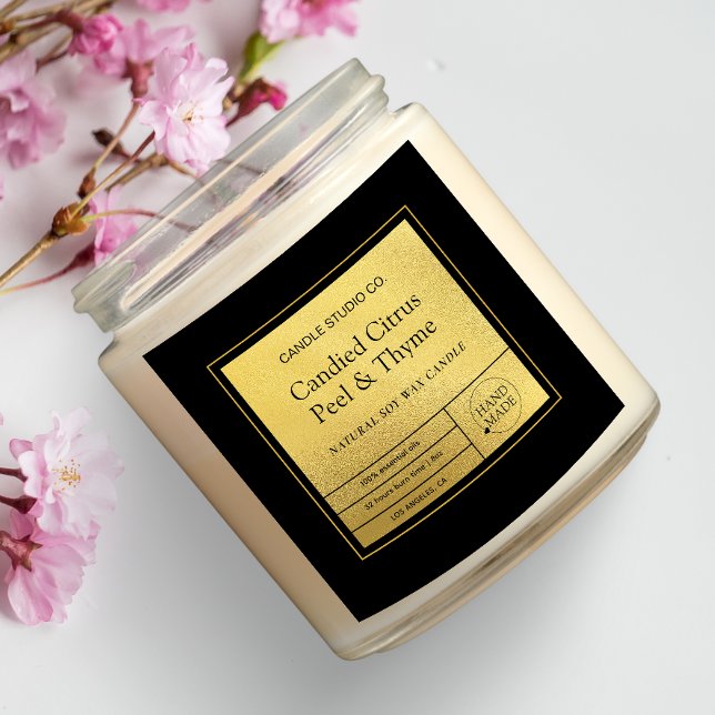 Modernes Minimalistisches Gold Luxus-Candle-Label Quadratischer Aufkleber (Von Creator hochgeladen)