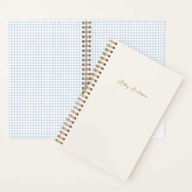 Modernes Minimalistisches Gold Script | Off White  Notizbuch (Innen)