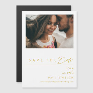 Modernes Minimalistisches Gold spart das Date Magn Magneteinladung