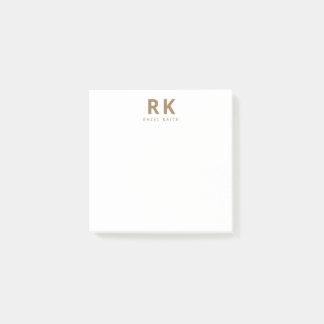 Modernes, Minimalistisches Gold Two Monogram Post-it Klebezettel