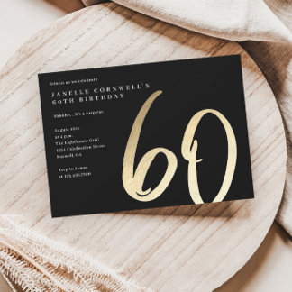 Modernes Minimalistisches Gold Typ 60. Geburtstag Einladung