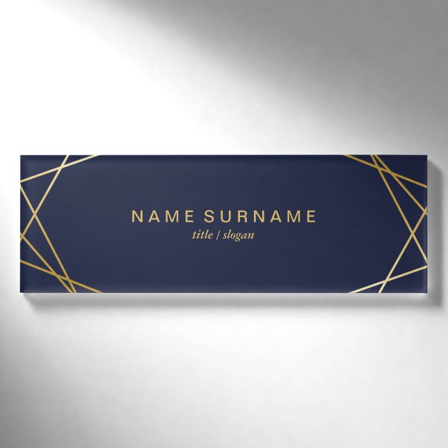Modernes Minimalistisches Goldgeometrisches Namenschild (Vorderseite)