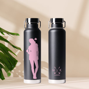 Modernes Minimalistisches Golfer Monogramm Trinkflasche