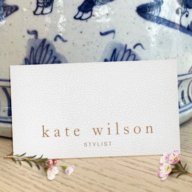 Modernes Minimalistisches Grauleder Beruflich Visitenkarte (Von Creator hochgeladen)