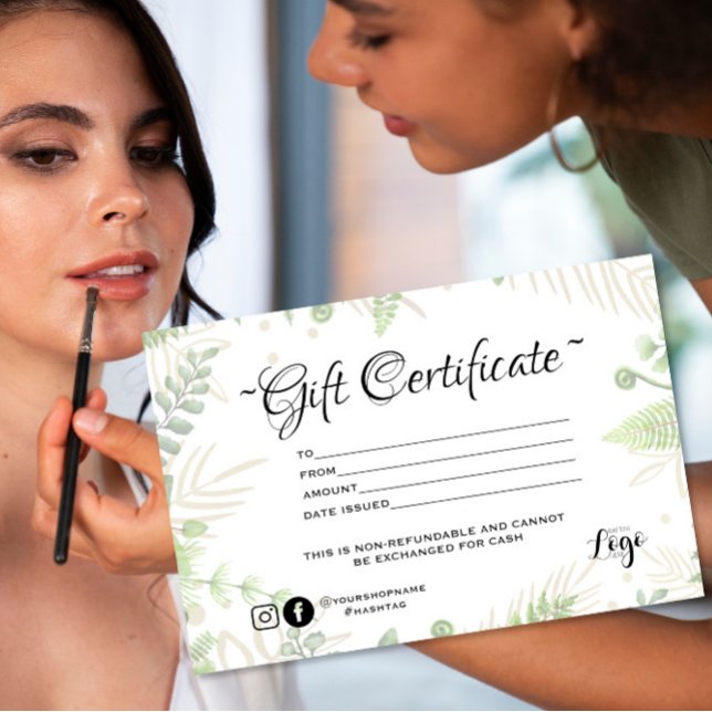 Modernes, minimalistisches Grüne Farngiftzertifika Visitenkarte (Von Creator hochgeladen)