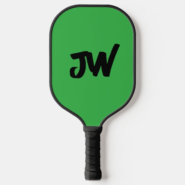 MODERNES MINIMALISTISCHES GRÜNES MONOGRAMM PICKLEBALL SCHLÄGER (Vorderseite)