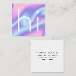 Modernes, minimalistisches "hi"-holografisches Des Quadratische Visitenkarte