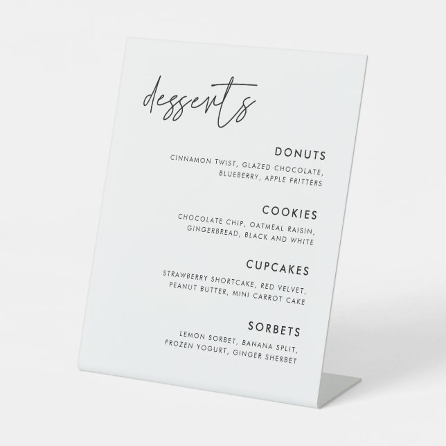 Modernes Minimalistisches Hochzeitdessert Bar Sockelschild (Vorderseite)