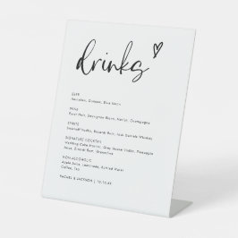 Modernes Minimalistisches Hochzeitmenü mit Bar Sockelschild