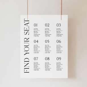 Modernes Minimalistisches Hochzeitsdiagramm-Poster Poster