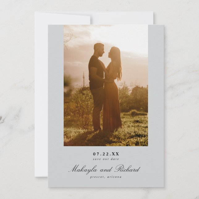 Modernes Minimalistisches Hochzeitsfest-Foto Save The Date (Vorderseite)