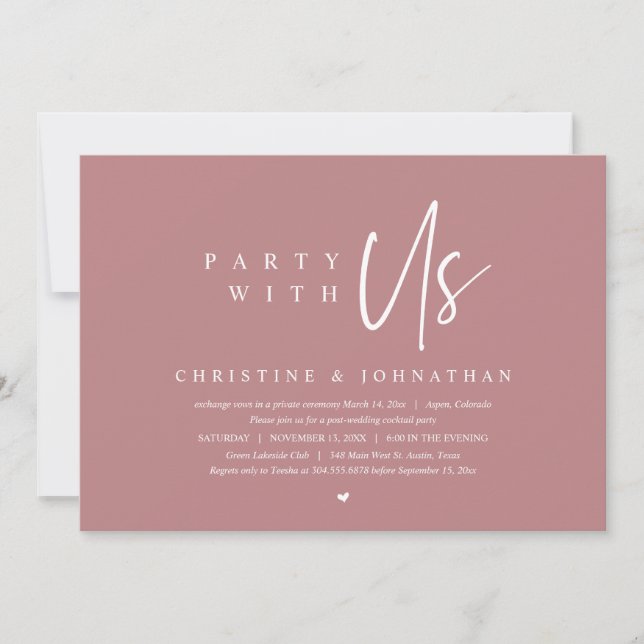 Modernes Minimalistisches Hochzeitsfest, Party mit Einladung (Vorderseite)
