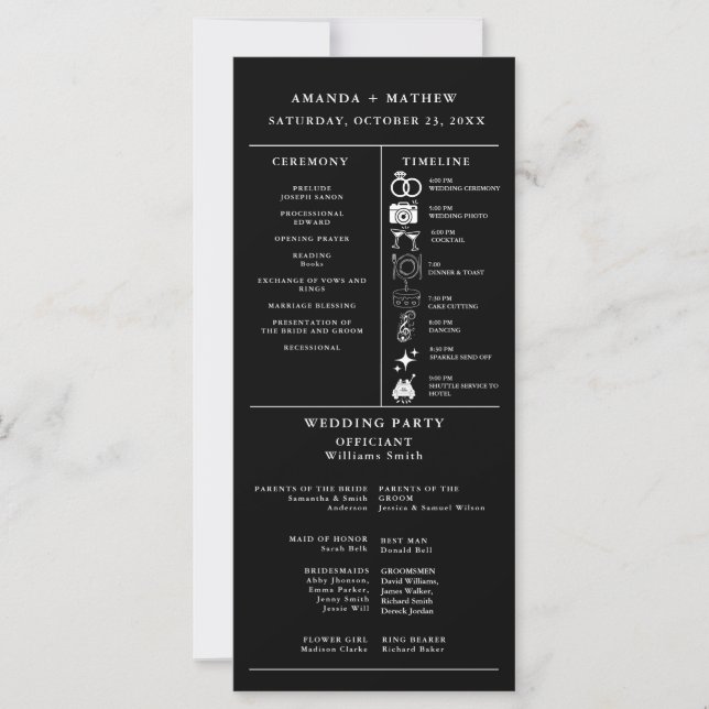 Modernes Minimalistisches Hochzeitsinformationspro (Vorderseite)