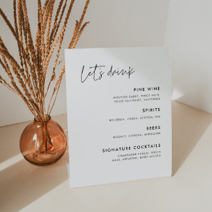 Modernes Minimalistisches Hochzeitsmenü Bar Sockelschild