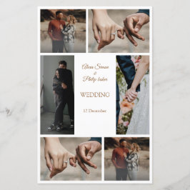 Modernes, minimalistisches Hochzeitsmenü für Fotos