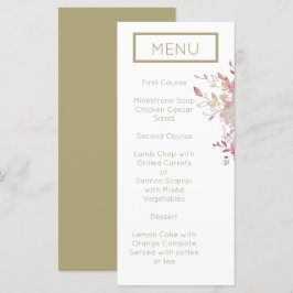 Modernes Minimalistisches Hochzeitsmenü in Rosa un Menükarte