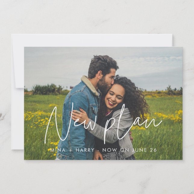 Modernes minimalistisches Hochzeitsplanungs-Foto Ankündigung (Vorderseite)