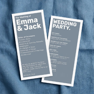Modernes Minimalistisches Hochzeitsprogramm