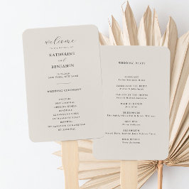 Modernes Minimalistisches Hochzeitsprogramm für Sc Fächer