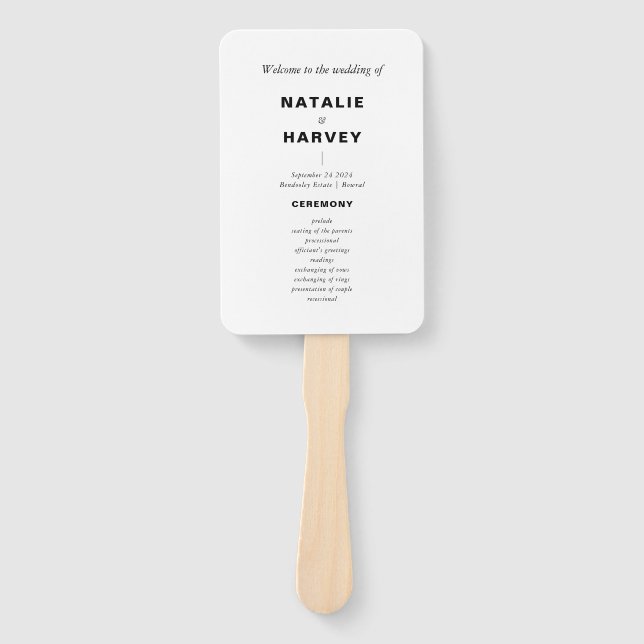 Modernes Minimalistisches Hochzeitsprogramm Handfa Fächer (Vorderseite)