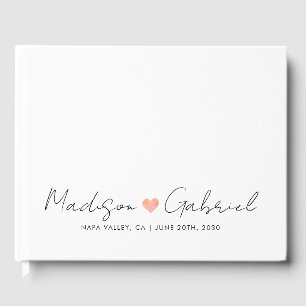 Modernes Minimalistisches Hochzeitsskriptherz Gästebuch