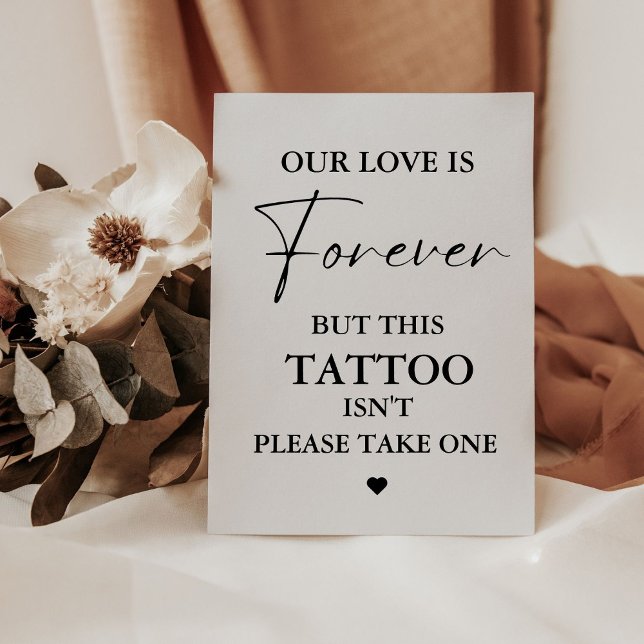 Modernes Minimalistisches Hochzeitsszeichen Tattoo Sockelschild (Von Creator hochgeladen)