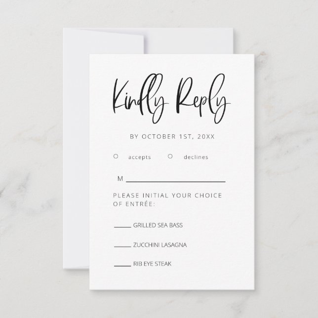Modernes Minimalistisches Hochzeitsszenario mit Wa RSVP Karte (Vorderseite)